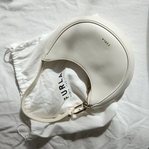 Furla Crescent Shoulder Bag Luna White Leather